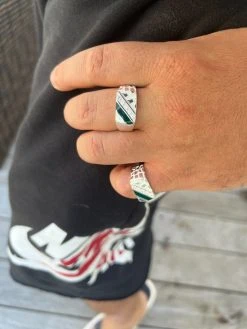 Mens Real Solid 925 Sterling Silver Nugget Green Emerald Iced CZ Ring Hip Hop -Harlem Bling Shop harlembling mens real solid 925 sterling silver nugget green emerald iced cz ring hip hop 01785.1664299946