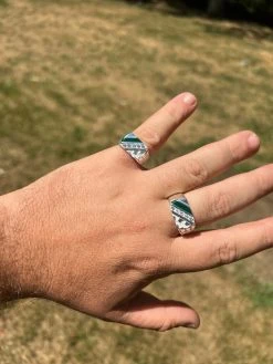 Mens Real Solid 925 Sterling Silver Nugget Green Emerald Iced CZ Ring Hip Hop -Harlem Bling Shop harlembling mens real solid 925 sterling silver nugget green emerald iced cz ring hip hop 39161.1664301685