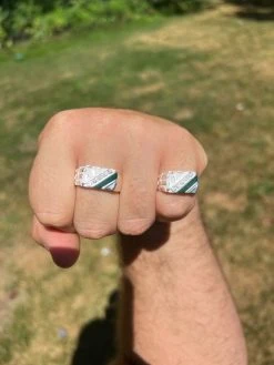 Mens Real Solid 925 Sterling Silver Nugget Green Emerald Iced CZ Ring Hip Hop -Harlem Bling Shop harlembling mens real solid 925 sterling silver nugget green emerald iced cz ring hip hop 48899.1664301409