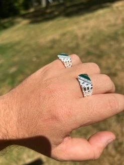 Mens Real Solid 925 Sterling Silver Nugget Green Emerald Iced CZ Ring Hip Hop -Harlem Bling Shop harlembling mens real solid 925 sterling silver nugget green emerald iced cz ring hip hop 62380.1664299769