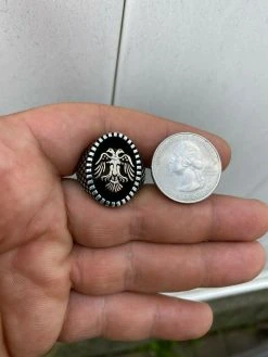 Mens Real Solid 925 Sterling Silver Ring Albanian Kosovo Double Headed Eagle -Harlem Bling Shop harlembling mens real solid 925 sterling silver ring albanian kosovo double headed eagle 19399.1665670133