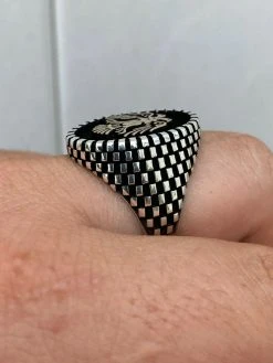 Mens Real Solid 925 Sterling Silver Ring Albanian Kosovo Double Headed Eagle -Harlem Bling Shop harlembling mens real solid 925 sterling silver ring albanian kosovo double headed eagle 36905.1664397257