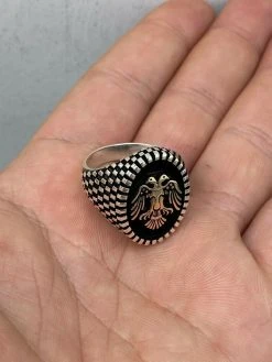 Mens Real Solid 925 Sterling Silver Ring Albanian Kosovo Double Headed Eagle -Harlem Bling Shop harlembling mens real solid 925 sterling silver ring albanian kosovo double headed eagle 53007.1664395145