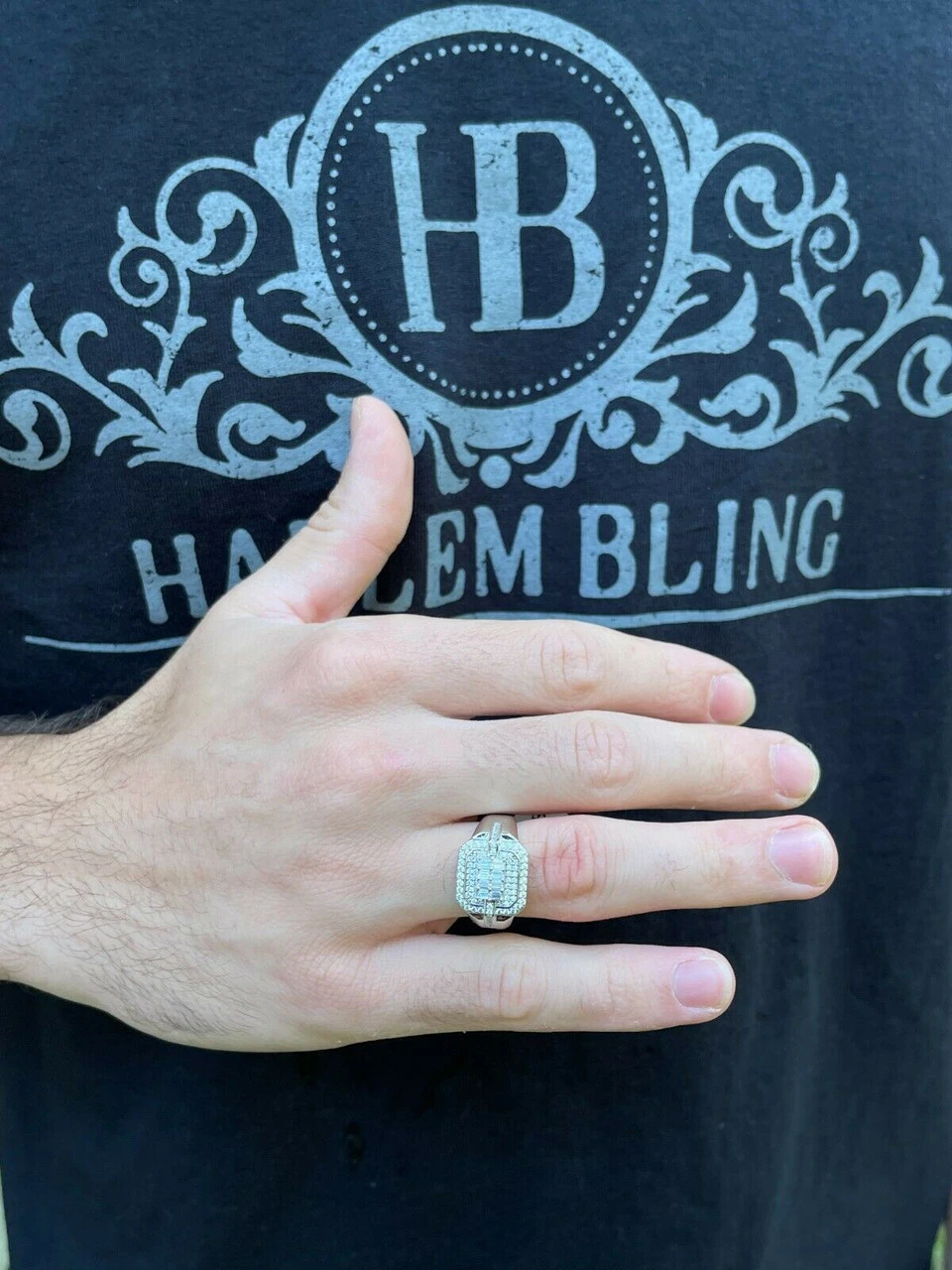 Mens Real Solid 925 Sterling Silver Ring Fully Iced Baguette Diamond Flooded Out 9 Mens Real Solid 925 Sterling Silver Ring Fully Iced Baguette Diamond Flooded Out - Image 7