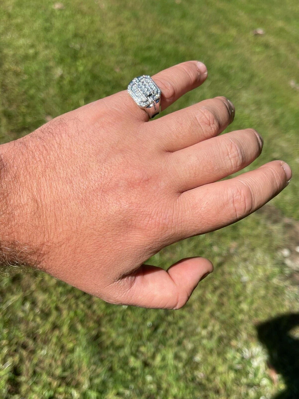 Mens Real Solid 925 Sterling Silver Ring Fully Iced Baguette Diamond Flooded Out 8 Mens Real Solid 925 Sterling Silver Ring Fully Iced Baguette Diamond Flooded Out - Image 6