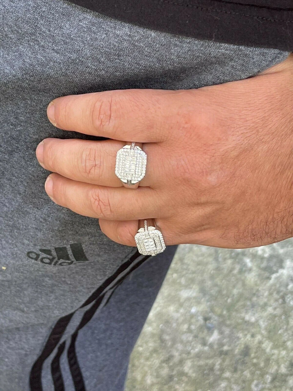 Mens Real Solid 925 Sterling Silver Ring Fully Iced Baguette Diamond Flooded Out 10 Mens Real Solid 925 Sterling Silver Ring Fully Iced Baguette Diamond Flooded Out - Image 8