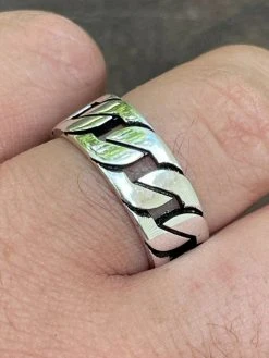 Men's Real Solid 925 Sterling Silver Ring Miami Cuban Link Men Wedding Band 8-13