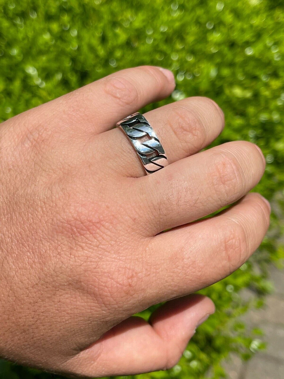 Men's Real Solid 925 Sterling Silver Ring Miami Cuban Link Men Wedding Band 8-13 15 Men's Real Solid 925 Sterling Silver Ring Miami Cuban Link Men Wedding Band 8-13 - Image 13