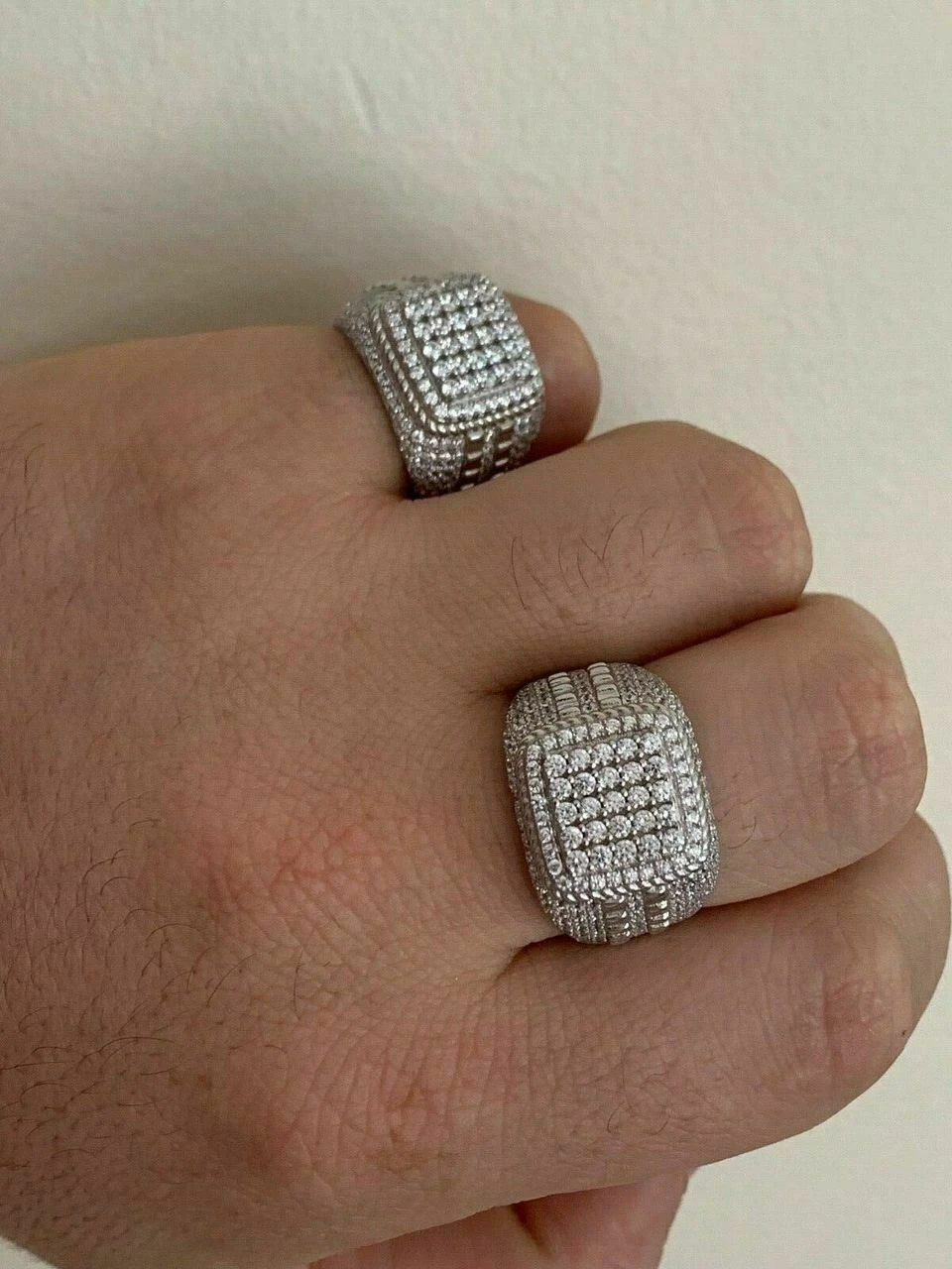 Men's Real Solid 925 Sterling Silver Ring Real Icy Square Cluster Hip Hop Pinky 10 Men's Real Solid 925 Sterling Silver Ring Real Icy Square Cluster Hip Hop Pinky - Image 8