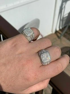 Men's Real Solid 925 Sterling Silver Ring Real Icy Square Cluster Hip Hop Pinky 16 Men's Real Solid 925 Sterling Silver Ring Real Icy Square Cluster Hip Hop Pinky -Harlem Bling Shop harlembling mens real solid 925 sterling silver ring real icy square cluster hip hop pinky 83671.1664379666