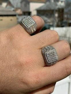 Men's Real Solid 925 Sterling Silver Ring Real Icy Square Cluster Hip Hop Pinky 17 Men's Real Solid 925 Sterling Silver Ring Real Icy Square Cluster Hip Hop Pinky -Harlem Bling Shop harlembling mens real solid 925 sterling silver ring real icy square cluster hip hop pinky 84219.1664384426