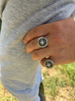 Mens Real Solid 925 Sterling Silver Sailor Navigational North Star Compass Ring -Harlem Bling Shop harlembling mens real solid 925 sterling silver sailor navigational north star compass ring 58537.1664300400