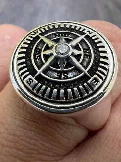 Mens Real Solid 925 Sterling Silver Sailor Navigational North Star Compass Ring -Harlem Bling Shop harlembling mens real solid 925 sterling silver sailor navigational north star compass ring 76578.1664299738