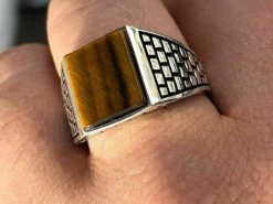 Mens Real Solid 925 Sterling Silver Tiger Eye Square Ring Size 7 8 9 10 11 12 13 -Harlem Bling Shop harlembling mens real solid 925 sterling silver tiger eye square ring size 7 8 9 10 11 12 13 02687.1664377704