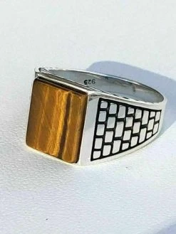 Mens Real Solid 925 Sterling Silver Tiger Eye Square Ring Size 7 8 9 10 11 12 13 -Harlem Bling Shop harlembling mens real solid 925 sterling silver tiger eye square ring size 7 8 9 10 11 12 13 23969.1664391715