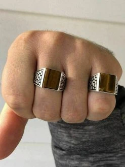 Mens Real Solid 925 Sterling Silver Tiger Eye Square Ring Size 7 8 9 10 11 12 13 -Harlem Bling Shop harlembling mens real solid 925 sterling silver tiger eye square ring size 7 8 9 10 11 12 13 43827.1665670159