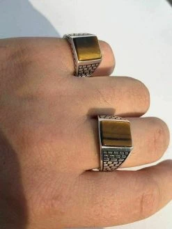 Mens Real Solid 925 Sterling Silver Tiger Eye Square Ring Size 7 8 9 10 11 12 13 -Harlem Bling Shop harlembling mens real solid 925 sterling silver tiger eye square ring size 7 8 9 10 11 12 13 75282.1664394575