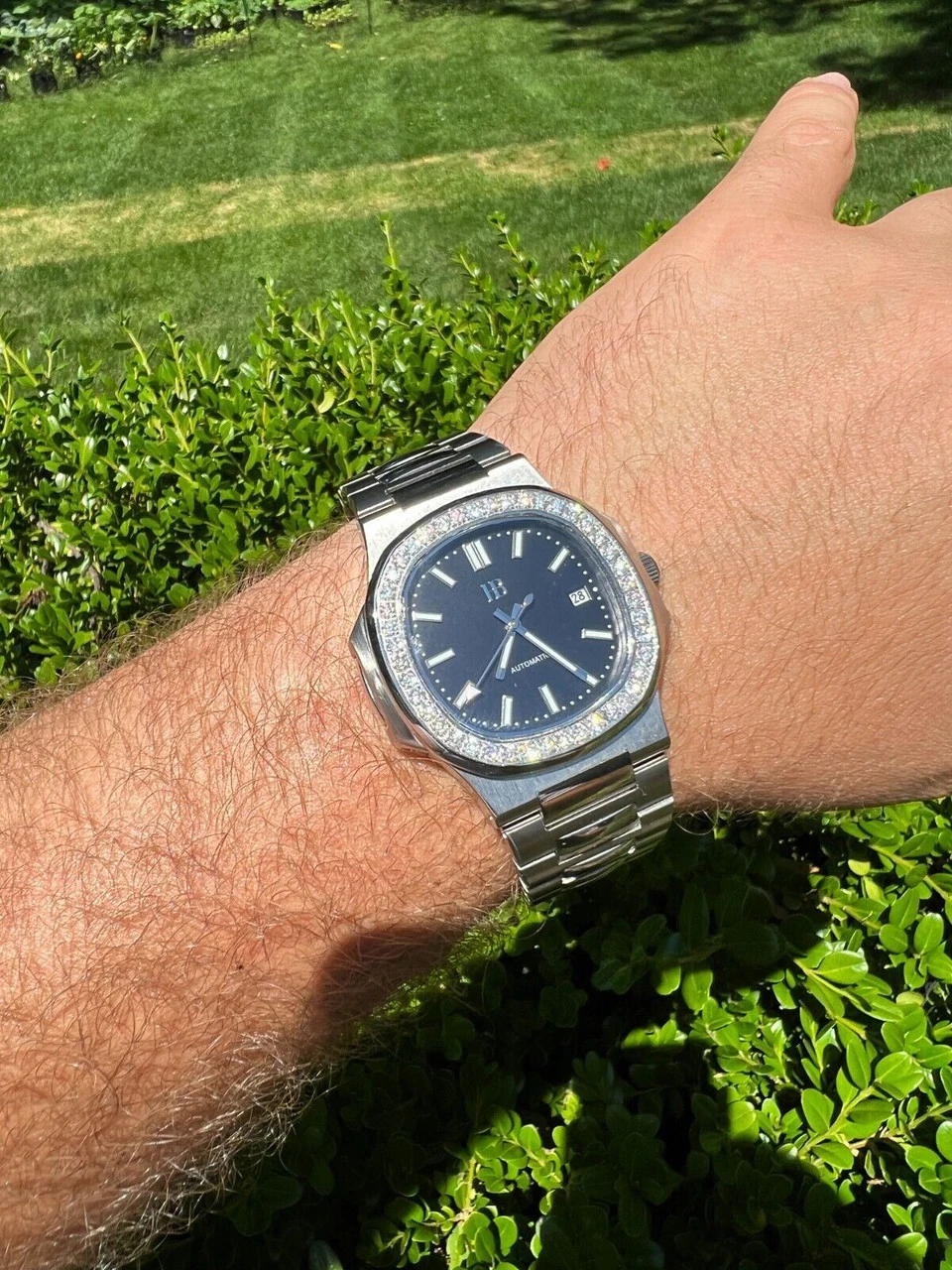 Mens Real Stainless Steel Iced 2ct Moissanite Watch Pass Diamond Test Black Face 6 Mens Real Stainless Steel Iced 2ct Moissanite Watch Pass Diamond Test Black Face - Image 4