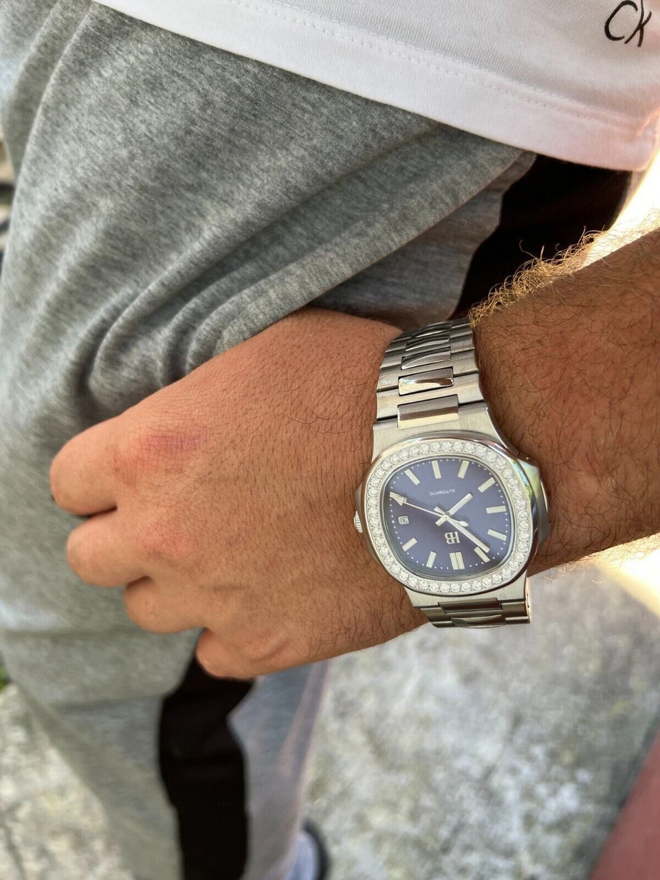 Mens Real Stainless Steel Iced 2ct Moissanite Watch Pass Diamond Test Blue Face 8 Mens Real Stainless Steel Iced 2ct Moissanite Watch Pass Diamond Test Blue Face - Image 6