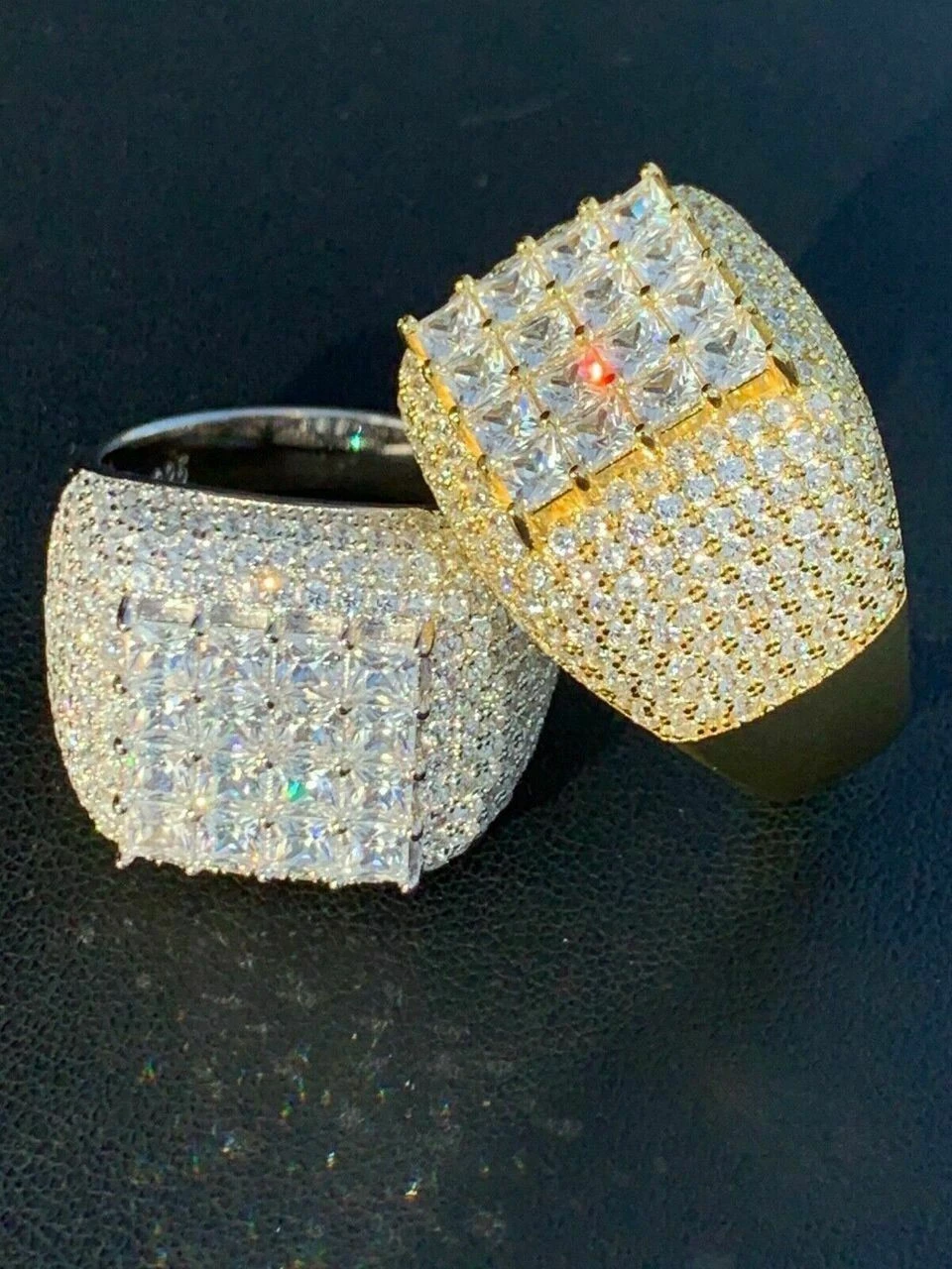 Mens Solid 14k Gold 925 Silver Baguette Diamond Pinky RING HIP-HOP Icy Bust Down 4 Mens Solid 14k Gold 925 Silver Baguette Diamond Pinky RING HIP-HOP Icy Bust Down - Image 2