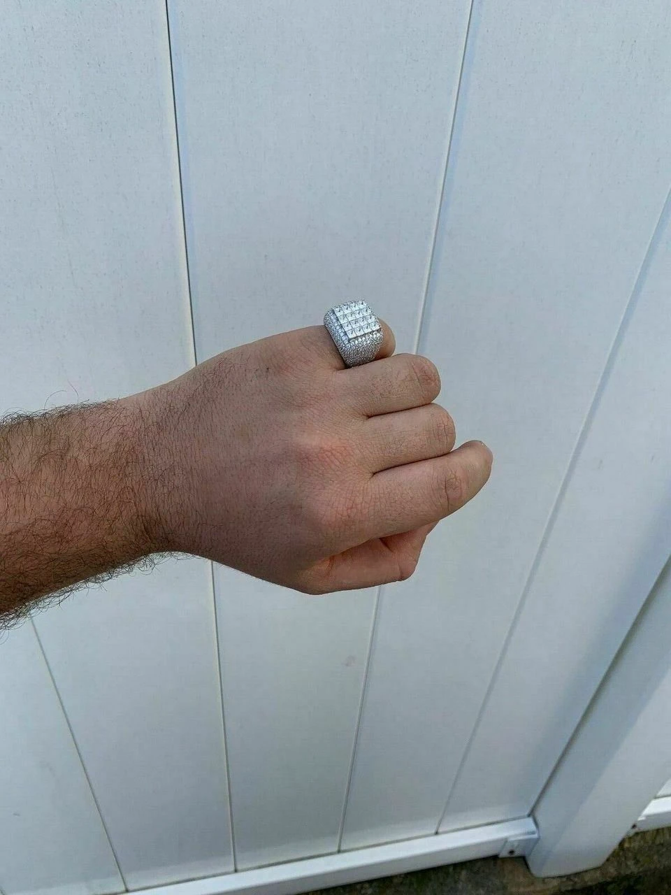 Mens Solid 14k Gold 925 Silver Baguette Diamond Pinky RING HIP-HOP Icy Bust Down 6 Mens Solid 14k Gold 925 Silver Baguette Diamond Pinky RING HIP-HOP Icy Bust Down - Image 4