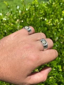 Men's Solid 925 Silver 14k Gold Vermeil Diamond RING Size 7 8 9 10 11 12 13 ICED -Harlem Bling Shop harlembling mens solid 925 silver 14k gold vermeil diamond ring size 7 8 9 10 11 12 13 iced 89012.1664374086