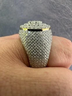 Men's Solid 925 Silver & 14k Gold Plated 2.5ct MOISSANITE Mens Hip Hop Iced Ring -Harlem Bling Shop harlembling mens solid 925 silver and 14k gold plated 2.5ct moissanite mens hip hop iced ring 02070.1683751990