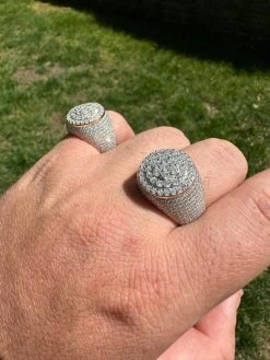 Men's Solid 925 Silver & 14k Gold Plated 2.5ct MOISSANITE Mens Hip Hop Iced Ring -Harlem Bling Shop harlembling mens solid 925 silver and 14k gold plated 2.5ct moissanite mens hip hop iced ring 31582.1683752066