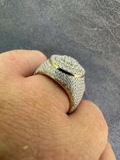 Men's Solid 925 Silver & 14k Gold Plated 2.5ct MOISSANITE Mens Hip Hop Iced Ring -Harlem Bling Shop harlembling mens solid 925 silver and 14k gold plated 2.5ct moissanite mens hip hop iced ring 75167.1683752271