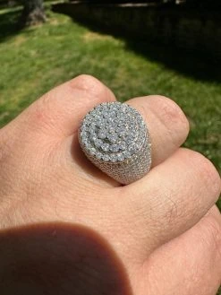 Men's Solid 925 Silver & 14k Gold Plated 2.5ct MOISSANITE Mens Hip Hop Iced Ring -Harlem Bling Shop harlembling mens solid 925 silver and 14k gold plated 2.5ct moissanite mens hip hop iced ring 88525.1683752091