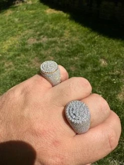 Men's Solid 925 Silver & 14k Gold Plated 2.5ct MOISSANITE Mens Hip Hop Iced Ring -Harlem Bling Shop harlembling mens solid 925 silver and 14k gold plated 2.5ct moissanite mens hip hop iced ring 94031.1683752226