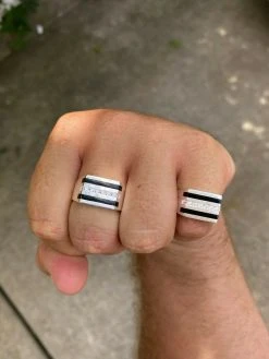 Men's Solid 925 Silver Black Onyx Ring W. Man Made Diamonds Iced Hip Hop Pinky -Harlem Bling Shop harlembling mens solid 925 silver black onyx ring w man made diamonds iced hip hop pinky 24607.1664376856