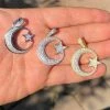 Mens Solid 925 Silver Crescent Moon & Star Islam Muslim Arabic Pendant Iced Icy -Harlem Bling Shop harlembling mens solid 925 silver crescent moon and star islam muslim arabic pendant iced icy 05698.1664375860