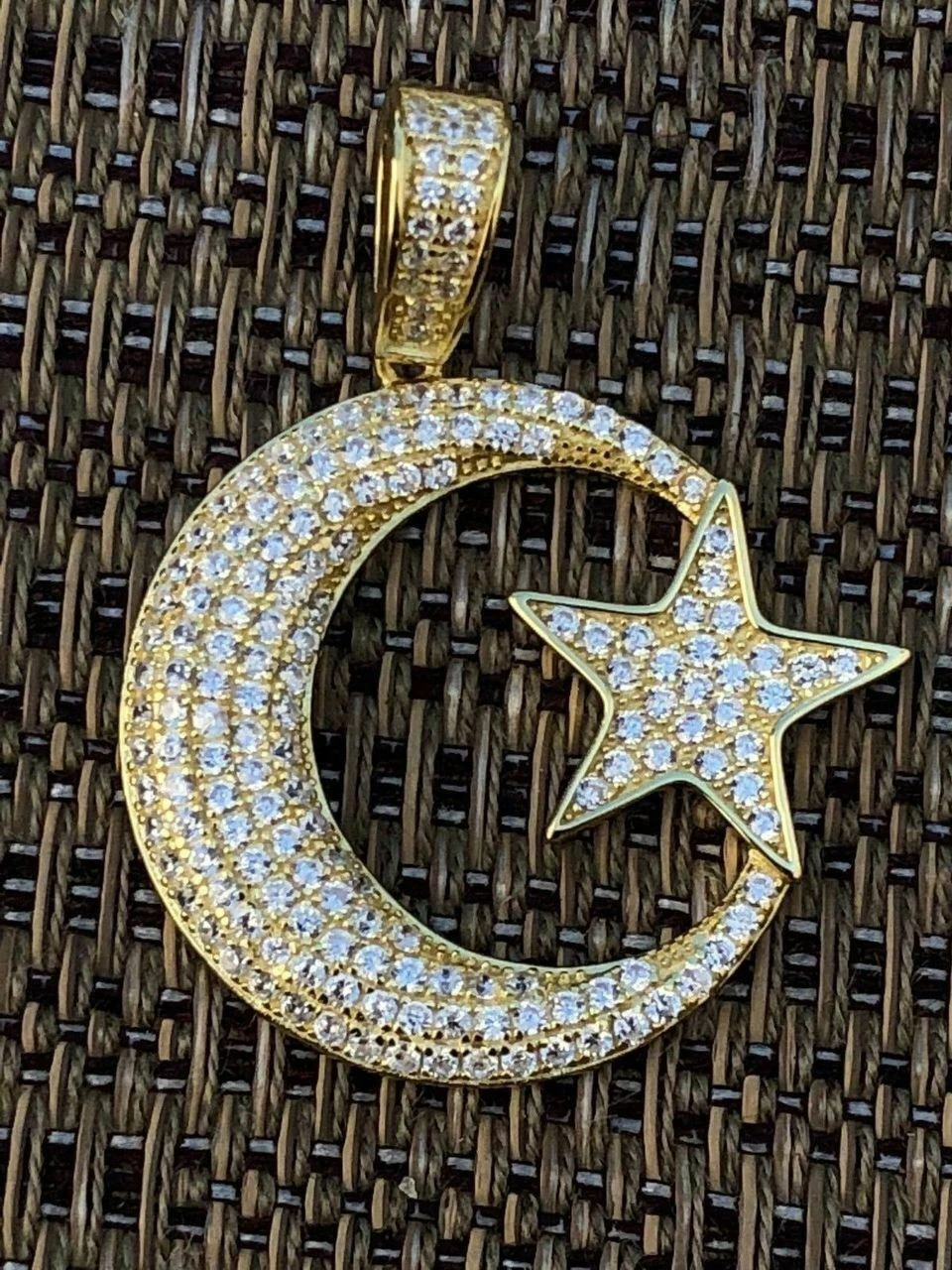 Mens Solid 925 Silver Crescent Moon & Star Islam Muslim Arabic Pendant Iced Icy 8 Mens Solid 925 Silver Crescent Moon & Star Islam Muslim Arabic Pendant Iced Icy - Image 6