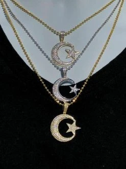 Mens Solid 925 Silver Crescent Moon & Star Islam Muslim Arabic Pendant Iced Icy 13 Mens Solid 925 Silver Crescent Moon & Star Islam Muslim Arabic Pendant Iced Icy -Harlem Bling Shop harlembling mens solid 925 silver crescent moon and star islam muslim arabic pendant iced icy 90242.1664384617
