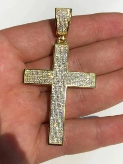 Mens Solid 925 Silver Cross Pendant Real ICED 3ct Diamond 14k Gold W. Rope Chain 25 Mens Solid 925 Silver Cross Pendant Real ICED 3ct Diamond 14k Gold W. Rope Chain -Harlem Bling Shop harlembling mens solid 925 silver cross pendant real iced 3ct diamond 14k gold w rope chain 59043.1664398270