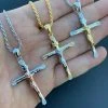Mens Solid 925 Silver Cross W. Jesus Pendant Yellow Or Rose Gold Finish Necklace -Harlem Bling Shop harlembling mens solid 925 silver cross w jesus pendant yellow or rose gold finish necklace 62398.1664399281
