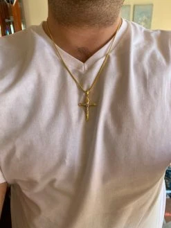 Mens Solid 925 Silver Cross W. Jesus Pendant Yellow Or Rose Gold Finish Necklace 16 Mens Solid 925 Silver Cross W. Jesus Pendant Yellow Or Rose Gold Finish Necklace -Harlem Bling Shop harlembling mens solid 925 silver cross w jesus pendant yellow or rose gold finish necklace 65583.1664383904