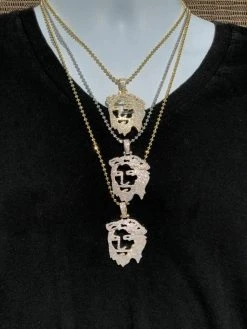 Men's Solid 925 Silver Ghost Cut Out JESUS Piece Diamond 2" BIG SUPER ICED Chain -Harlem Bling Shop harlembling mens solid 925 silver ghost cut out jesus piece diamond 2 big super iced chain 29004.1664383163
