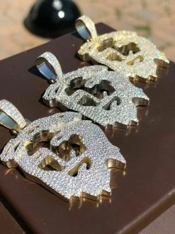 Men's Solid 925 Silver Ghost Cut Out JESUS Piece Diamond 2" BIG SUPER ICED Chain -Harlem Bling Shop harlembling mens solid 925 silver ghost cut out jesus piece diamond 2 big super iced chain 88137.1664373888