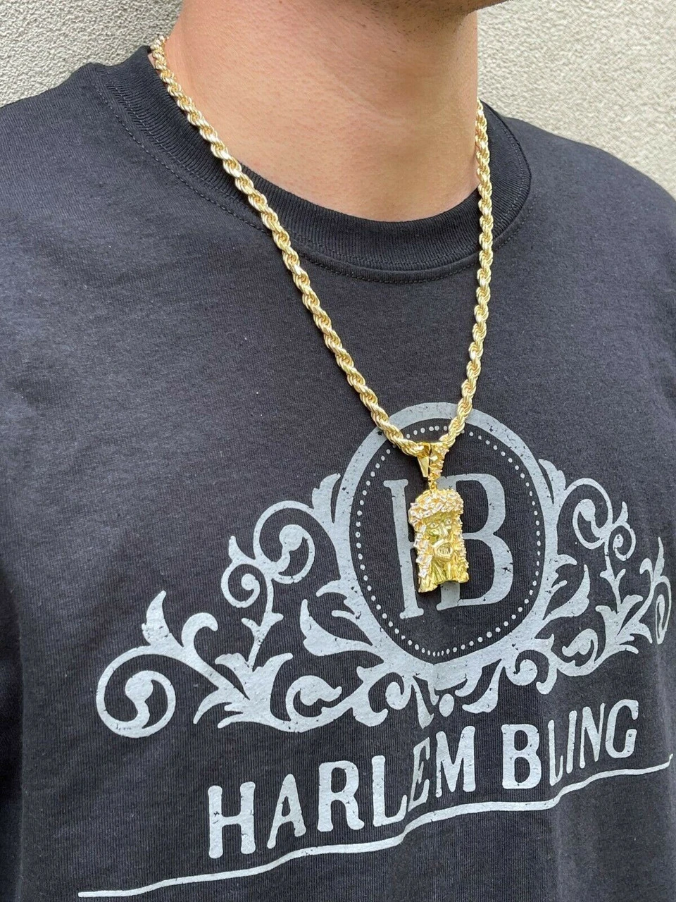 Men's Solid 925 Silver / Gold Jesus Piece Iced Hip Hop Necklace Baguette Diamond 14 Men's Solid 925 Silver / Gold Jesus Piece Iced Hip Hop Necklace Baguette Diamond - Image 12