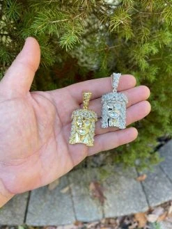 Men's Solid 925 Silver / Gold Jesus Piece Iced Hip Hop Necklace Baguette Diamond 17 Men's Solid 925 Silver / Gold Jesus Piece Iced Hip Hop Necklace Baguette Diamond -Harlem Bling Shop harlembling mens solid 925 silver gold jesus piece iced hip hop necklace baguette diamond 60481.1664393307