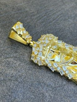 Men's Solid 925 Silver / Gold Jesus Piece Iced Hip Hop Necklace Baguette Diamond 23 Men's Solid 925 Silver / Gold Jesus Piece Iced Hip Hop Necklace Baguette Diamond -Harlem Bling Shop harlembling mens solid 925 silver gold jesus piece iced hip hop necklace baguette diamond 82122.1664397766