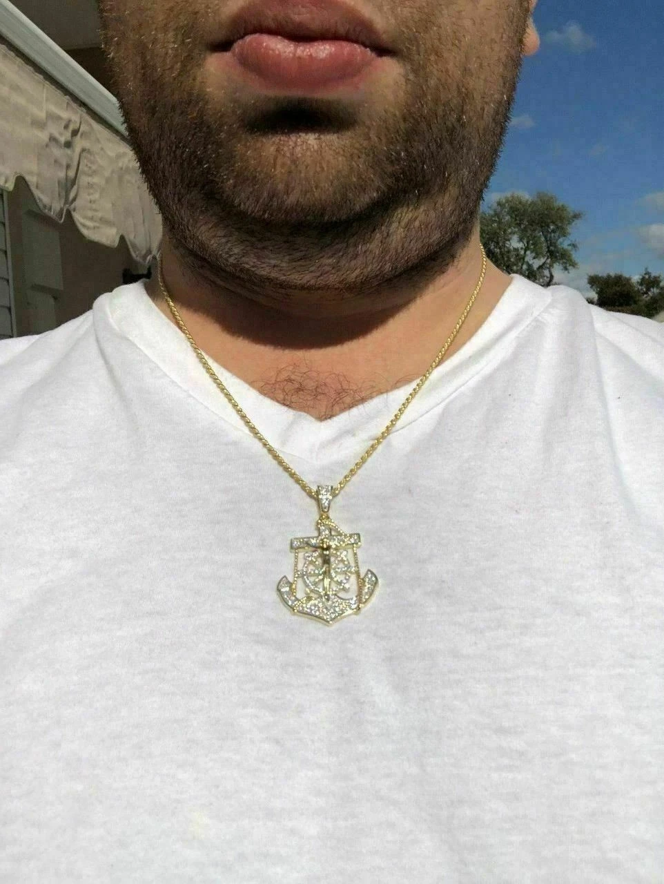Men's Solid 925 Silver Jesus & Anchor Piece SUPER ICED Diamond 14k Gold Hip Hop 13 Men's Solid 925 Silver Jesus & Anchor Piece SUPER ICED Diamond 14k Gold Hip Hop - Image 11