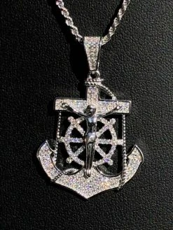Men's Solid 925 Silver Jesus & Anchor Piece SUPER ICED Diamond 14k Gold Hip Hop 25 Men's Solid 925 Silver Jesus & Anchor Piece SUPER ICED Diamond 14k Gold Hip Hop -Harlem Bling Shop harlembling mens solid 925 silver jesus and anchor piece super iced diamond 14k gold hip hop 99018.1664386540