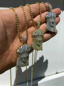 Men's Solid 925 Silver Jesus Piece Pendant FULLY ICED Diamond 14k Gold Bust Down 21 Men's Solid 925 Silver Jesus Piece Pendant FULLY ICED Diamond 14k Gold Bust Down -Harlem Bling Shop harlembling mens solid 925 silver jesus piece pendant fully iced diamond 14k gold bust down 38740.1664390165