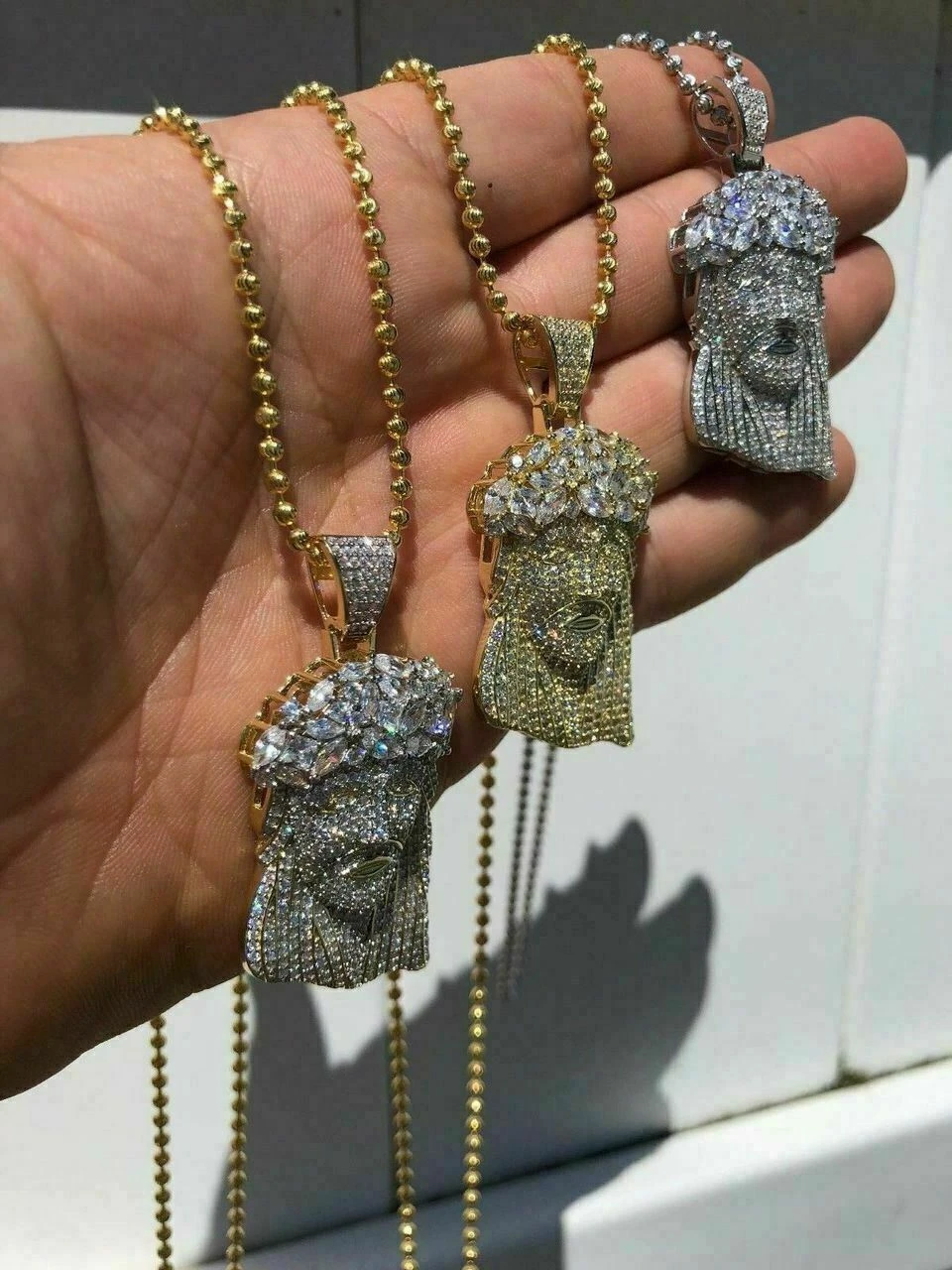 Men's Solid 925 Silver Jesus Piece Pendant FULLY ICED Diamond 14k Gold Bust Down 12 Men's Solid 925 Silver Jesus Piece Pendant FULLY ICED Diamond 14k Gold Bust Down - Image 10