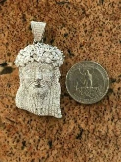 Men's Solid 925 Silver Jesus Piece Pendant FULLY ICED Diamond 14k Gold Bust Down 18 Men's Solid 925 Silver Jesus Piece Pendant FULLY ICED Diamond 14k Gold Bust Down -Harlem Bling Shop harlembling mens solid 925 silver jesus piece pendant fully iced diamond 14k gold bust down 49398.1664379398