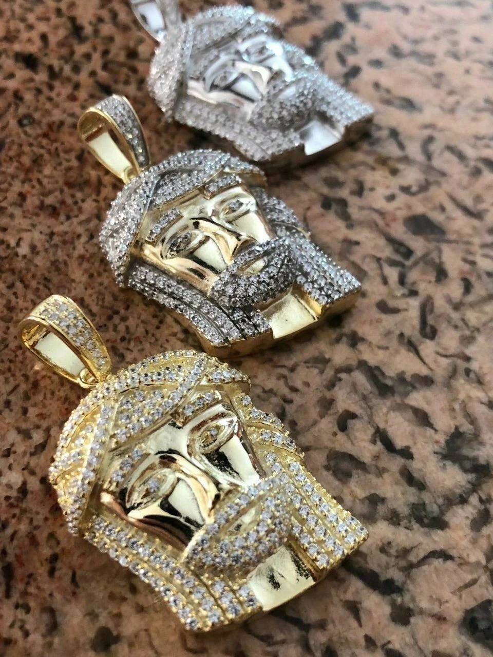 Mens Solid 925 Silver Jesus Piece Pendant Super Icy 1ct Diamond 14k Gold Hip Hop 6 Mens Solid 925 Silver Jesus Piece Pendant Super Icy 1ct Diamond 14k Gold Hip Hop - Image 4