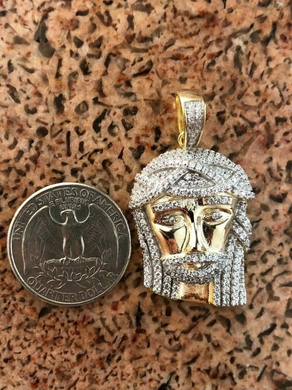 Mens Solid 925 Silver Jesus Piece Pendant Super Icy 1ct Diamond 14k Gold Hip Hop 9 Mens Solid 925 Silver Jesus Piece Pendant Super Icy 1ct Diamond 14k Gold Hip Hop - Image 7